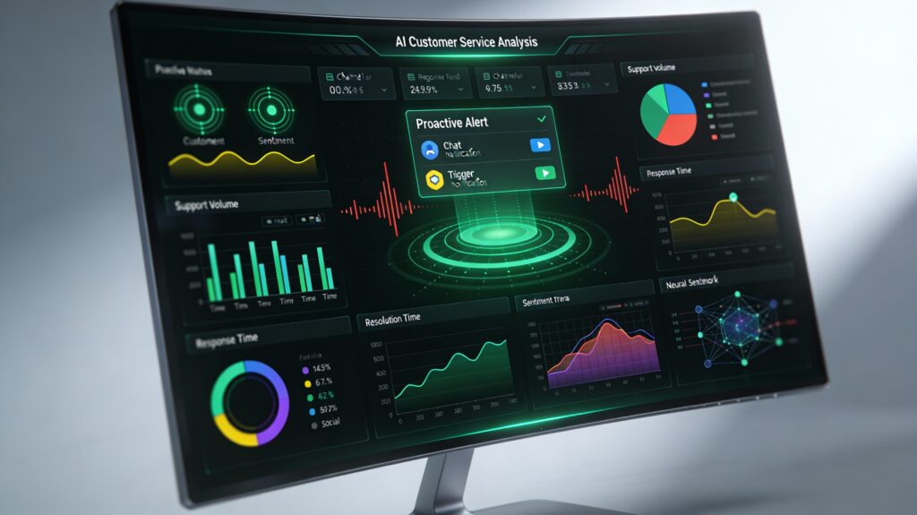 AI Customer Service Automation Tool performing Real-time Sentiment Analysis and Proactive Support Tracking