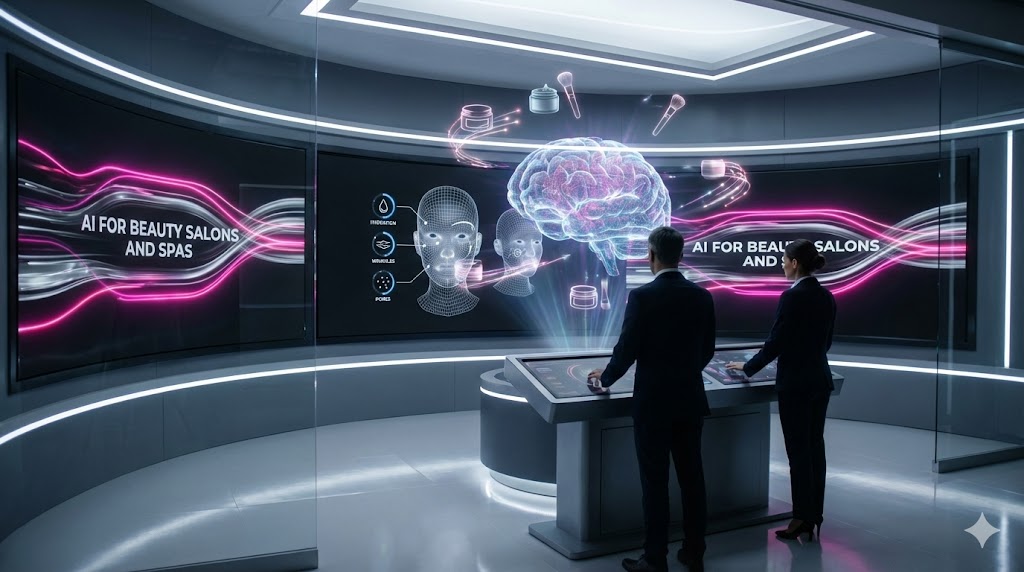 AI for Beauty Salons and Spas Automating Appointment Bookings and Skin Analysis with Futuristic Digital Hub