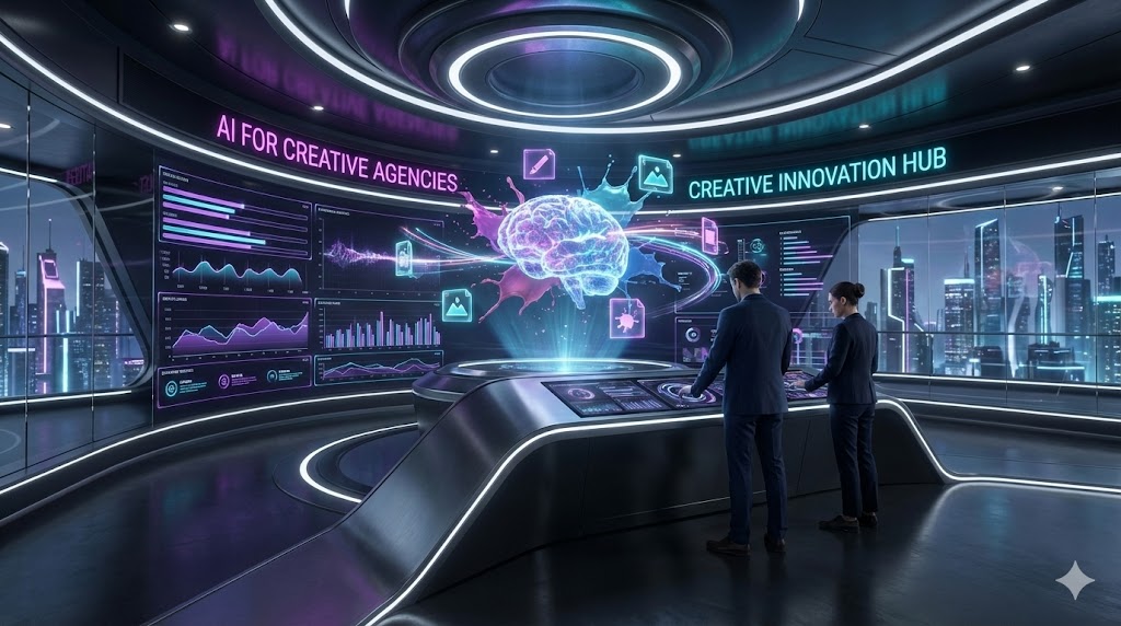 AI for Creative Agencies Automating Design Assets and Ideation with Futuristic Digital Hub