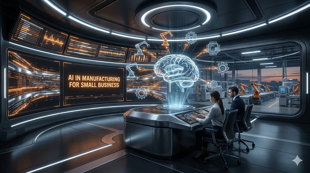 AI in Manufacturing for Small Business Automating Production Lines and Quality Control with Futuristic Digital Hub