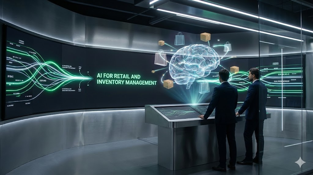 AI for Retail and Inventory Management Automating Stock Levels and Demand Forecasting with Futuristic Digital Hub